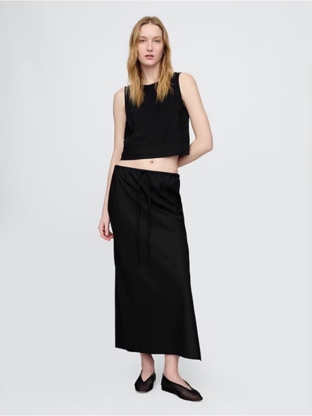 Gap Linen Blend Midi Slip Skirt